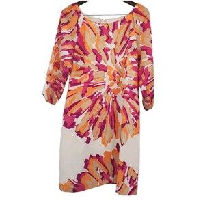 New York Company Women's Shoulder Dress size Large 3/4 Sleeve Colorful Flowy